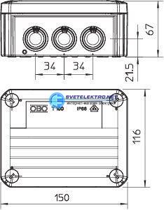 Огнестойкая распределительная коробка 150x116x67 мм тип t 100 e 4 5