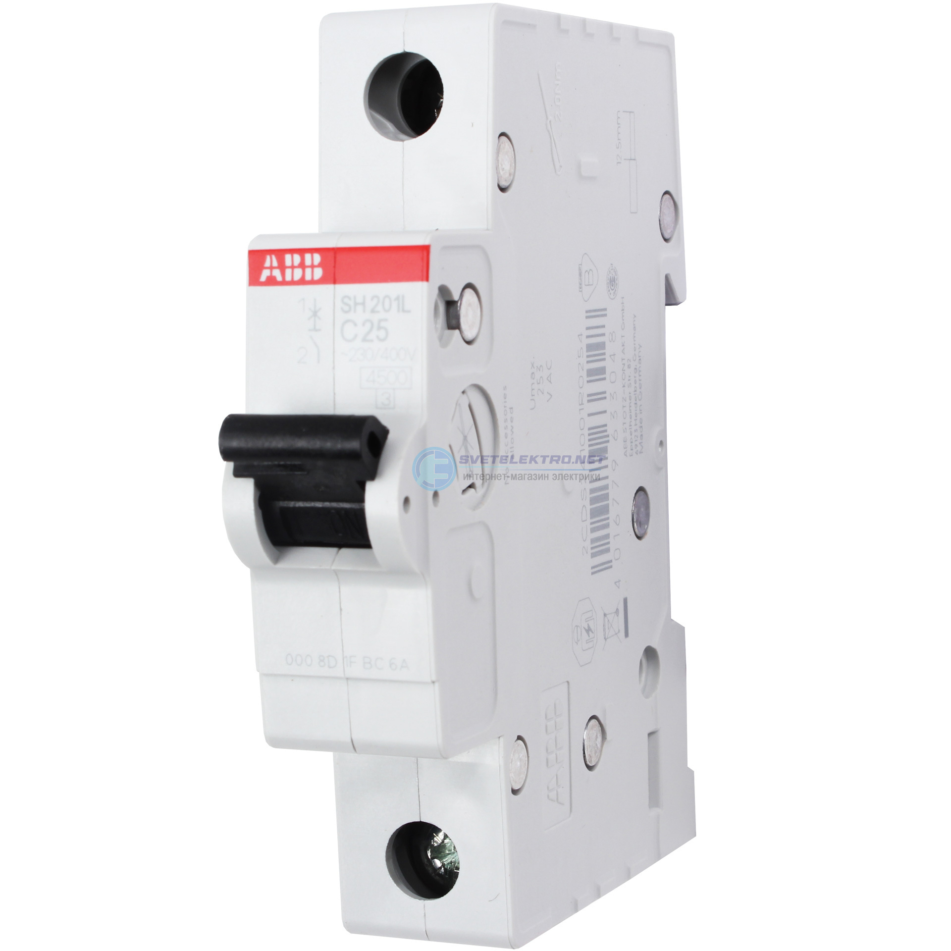 Выключатель автоматический однополюсный 10А С SH201L 4.5кА ...