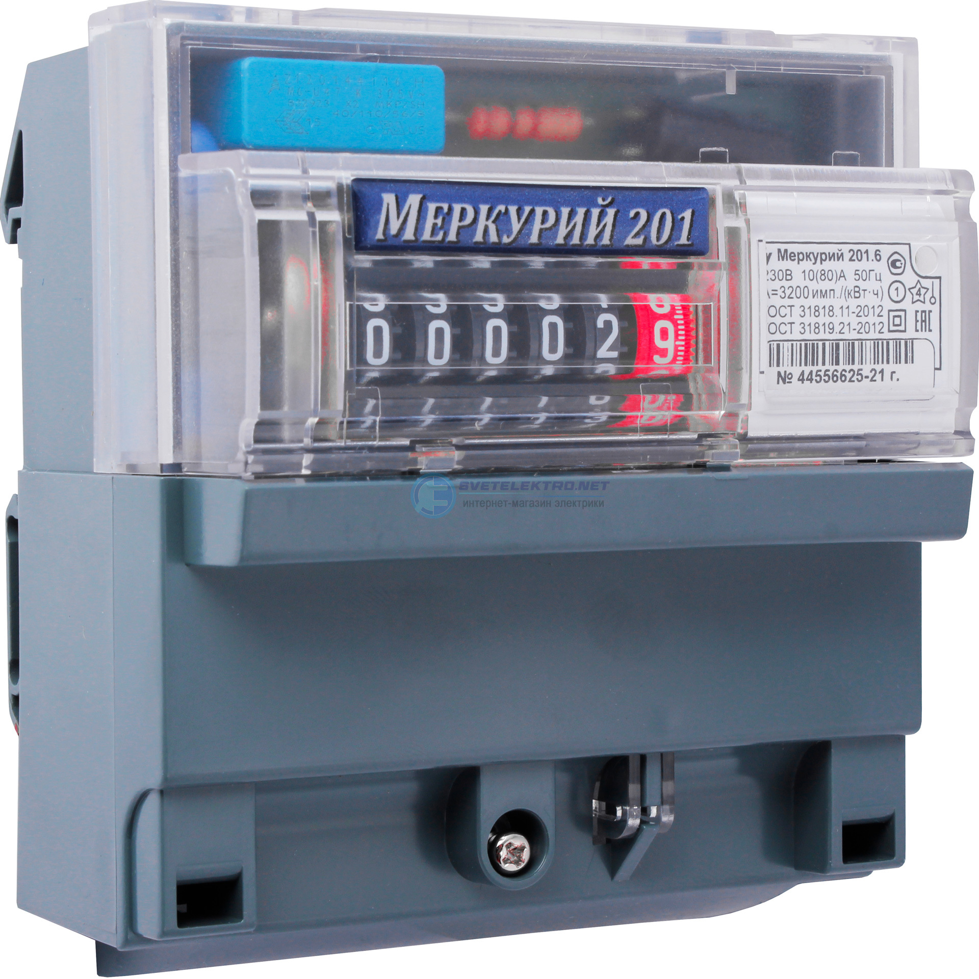 Счетчик электроэнергии однофазный однотарифный Меркурий 80/10 Т1 D 230В ...